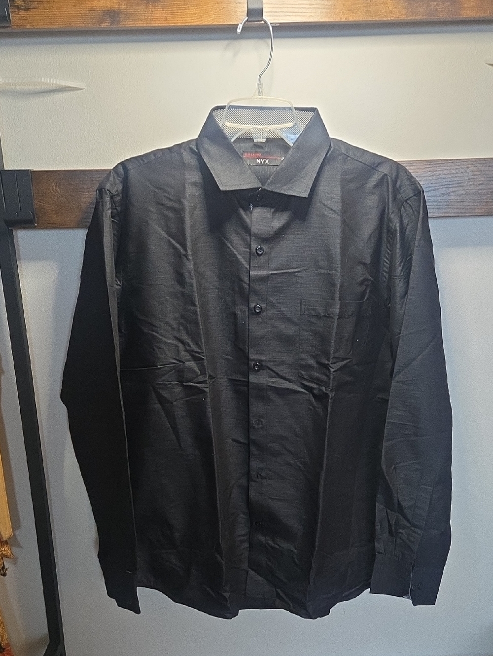 NYX Men’s Black Long-Sleeve Dress Shirt - Button Front